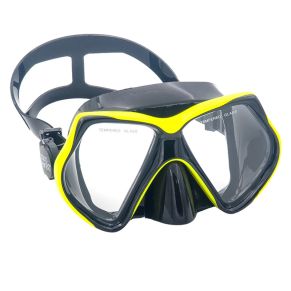 סט משקפת צלילה ושנורקל AquaDive Pro - צהוב