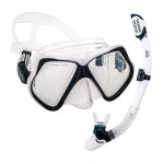 סט משקפת צלילה ושנורקל AquaDive Pro - לבן